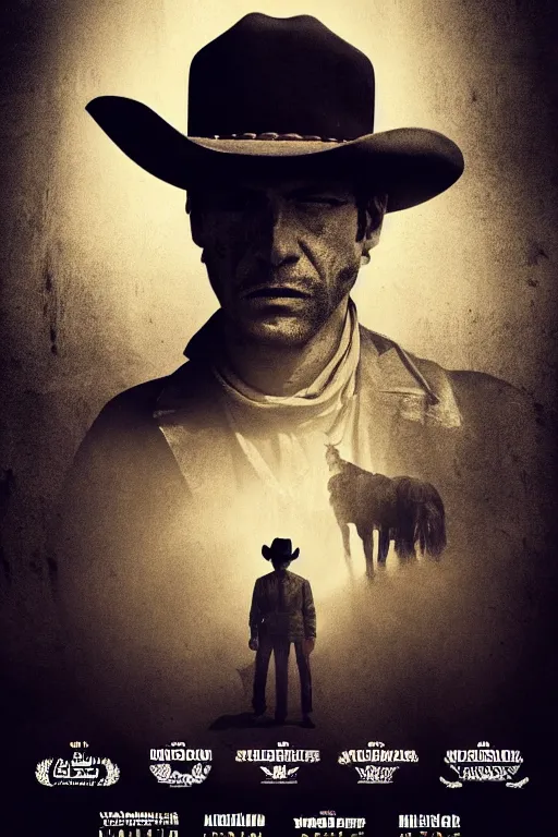 Prompt: official movie poster for alejandro landes'new surreal western film dust, starring david straithairn. 8 k print, stunning cinematography.