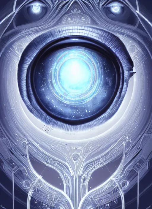 Image similar to symmetry!! galactic space eye, intricate, elegant, highly detailed, digital painting, artstation, concept art, smooth, cosmic, soft light, illustration, art by artgerm