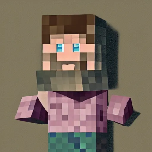 Image similar to realistic pencil drawing of minecraft villager, heh