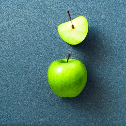 Image similar to studio shot of green apple shaped like cube, isometric perspective, green background