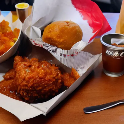 Prompt: traditional samoan food served inside a kfc restaurant