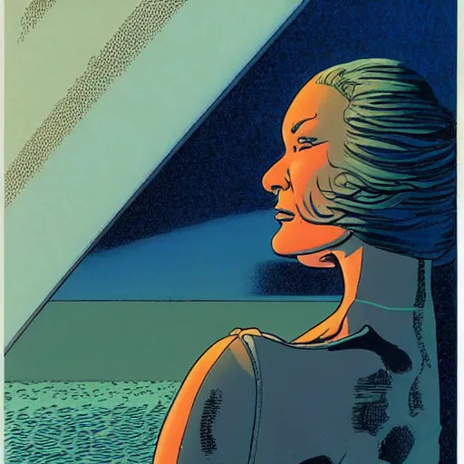 Image similar to lucy liu retro minimalist portrait moebius starwatcher comic by jean giraud, 8 k