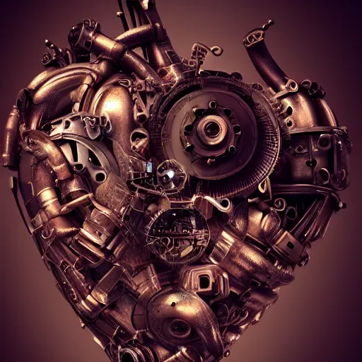 Prompt: mechanical human heart, trending on artstation, steampunk, octane render