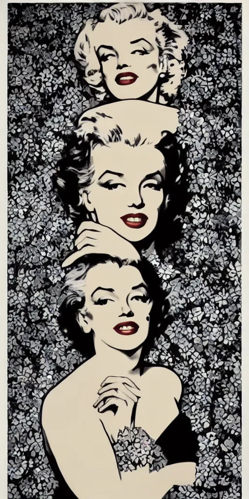 Image similar to marilyn monroe in the style of mucha