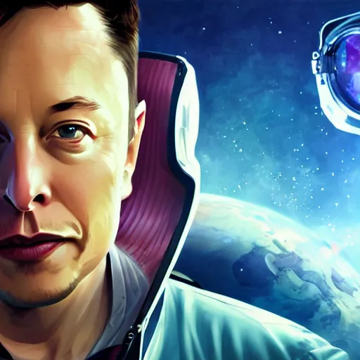 Image similar to portrait of elon musk as an astronaut, league of legends amazing splashscreen artwork, splash art, natural light, elegant, photorealistic facial features, intricate, fantasy, detailed face, atmospheric lighting, anamorphic lens flare, cinematic lighting, league of legends splash art, hd wallpaper, ultra high details by greg rutkowski