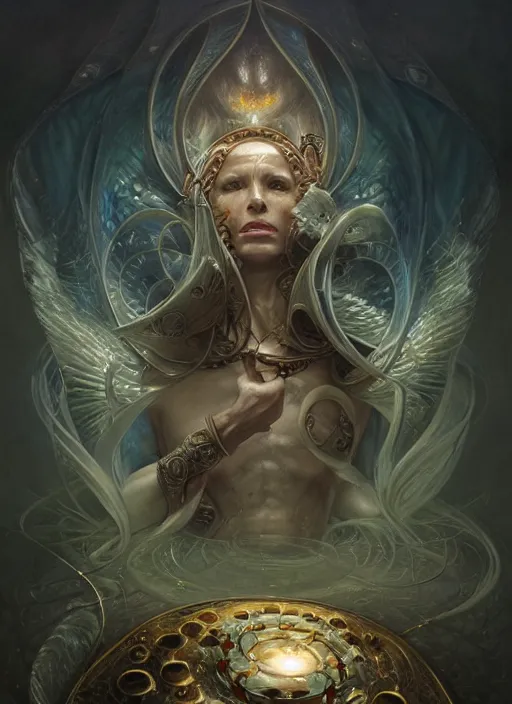 Image similar to god's envisionment, shamanic poste, elegant, highly detailed, centered, digital painting, artstation, concept art, smooth, sharp focus, illustration, artgerm, tomasz alen kopera, peter mohrbacher, donato giancola, joseph christian leyendecker, wlop, frank frazetta