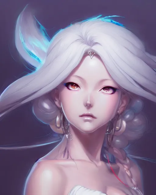 Image similar to character concept art of an anime stormy cloud goddess | | cute - fine - face, pretty face, realistic shaded perfect face, fine details by stanley artgerm lau, wlop, rossdraws, james jean, andrei riabovitchev, marc simonetti, and sakimichan, tranding on artstation