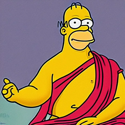 Image similar to a picture of homer simpson as buddha.