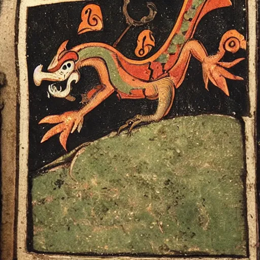 Image similar to a medieval picture of a dragon