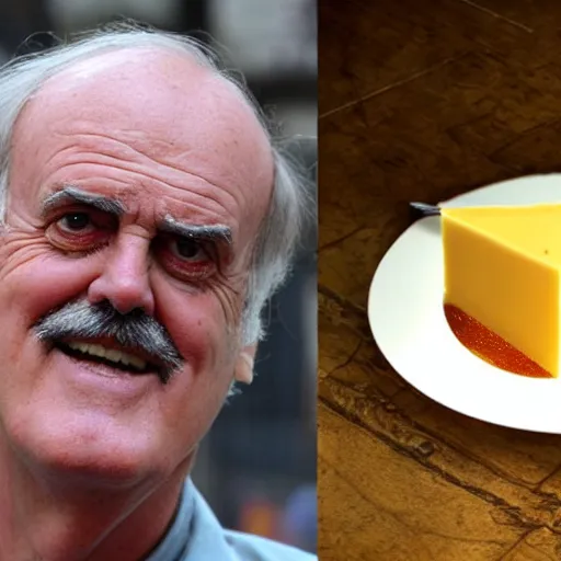 Image similar to john cleese made out of cheese