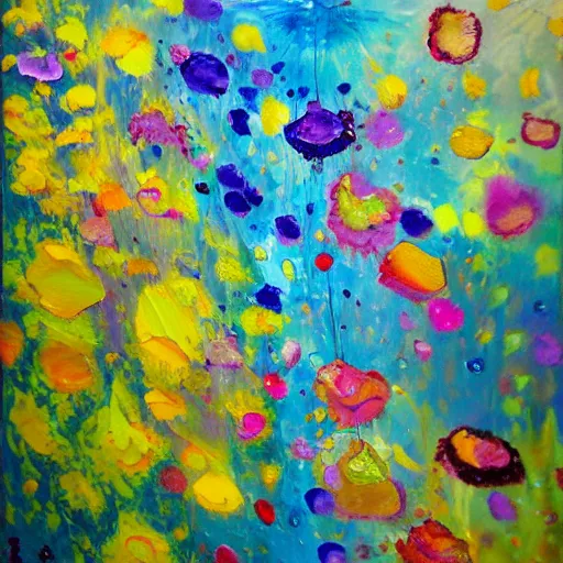 Prompt: an oil painting of abstract dripping flowers by bobby burgers