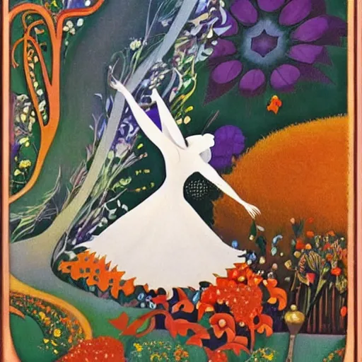 Image similar to a Hungarian Fairy tale, by Marcel Jankowicz, by Kay Nielsen, by Mary Blair, by Georgia o Keeffe, screenshot,