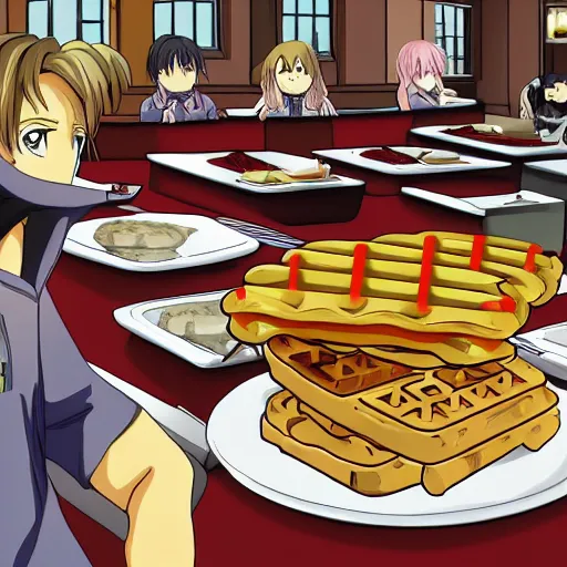 Prompt: anime wafflehouse