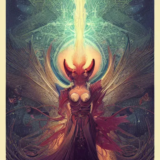 Prompt: beautiful digital fantasy illustration of a lucifer, poster art by victo ngai, tarot card, behance contest winner, vanitas, wiccan, abyssal warmth, an ultrafine detailed painting by peter mohrbacher, high detail texture, unreal engine, 8 k, photographic quality, ultra hyper realistic quality, 8 k definiton