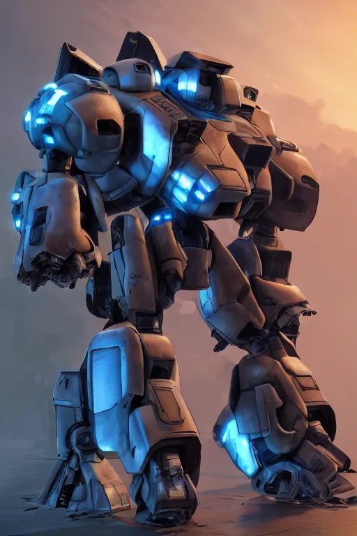 Image similar to mechwarrior 5 : mercenaries mech megaman transformer robot boss tank engine game octane render, 4 k, hd 2 0 2 2 3 d cgi rtx hdr style chrome reflexion glow fanart, global illumination ray tracing hdr fanart arstation by ian pesty by jesper ejsing pixar and disney unreal zbrush central hardmesh