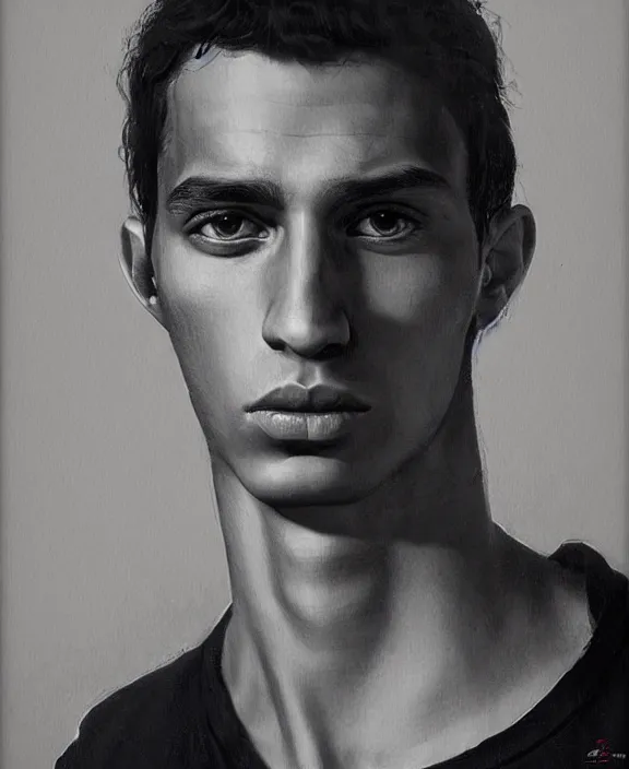 Image similar to heroic portrait of a young greek man. art by denys tsiperko and bogdan rezunenko, hyperrealism