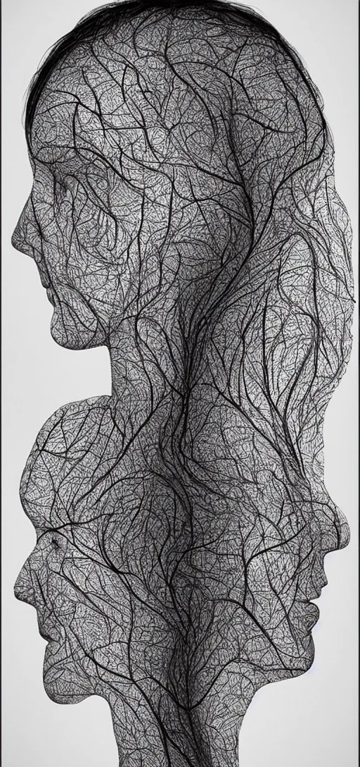 Prompt: female human face dissolving into fractal patterns