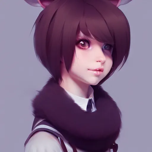 Image similar to character design portrait of an anthropomorphic furry rat girl with rat ears and a tail, 4 k, concept art, by wlop, ilya kuvshinov, artgerm, krenz cushart, pixiv.