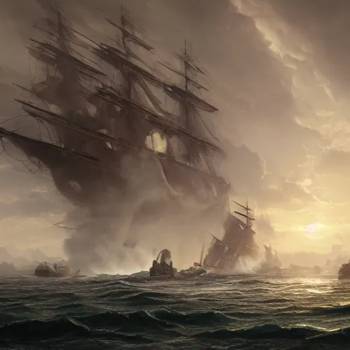 Image similar to ship sinking, beautiful dynamic lighting, cinematic, wide angle establishing shot, extremely high detail, photo realistic, cinematic lighting, post processed, concept art, artstation, matte painting, style by Anne-Louis Girodet , unreal engine 8k