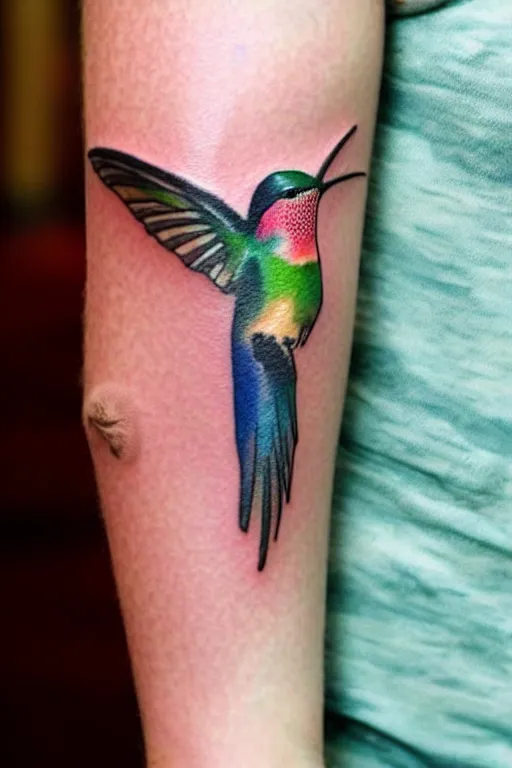 Image similar to watercolor style tattoo of a hummingbird