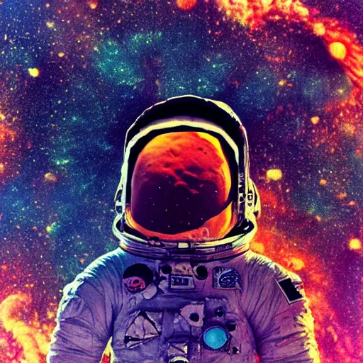 Prompt: an astronaut on the moon looking at exploding Earth, abstract art, Digital art scary, detailed