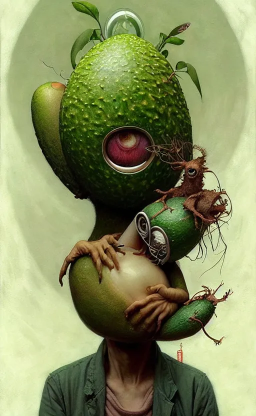 Prompt: imaginative anthro avocado creature painting by chiara bautista, beksinski and norman rockwell and greg rutkowski weta studio, tom bagshaw and lucasfilm