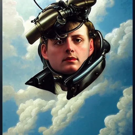 Image similar to portrait of divine emperor napoleon bonaparte as maverick in top gun, handsome, jet pilot, visor, dieselpunk steampunk napoleonic french baroque, metal shoulder pauldrons, intricate, highly detailed, digital painting, artstation, concept art, sharp focus, cinematic lighting, illustration, art by artgerm and greg rutkowski, alphonse mucha, cgsociety