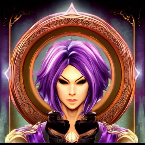 Prompt: vi from arcane, only face, centered, symmetrical,