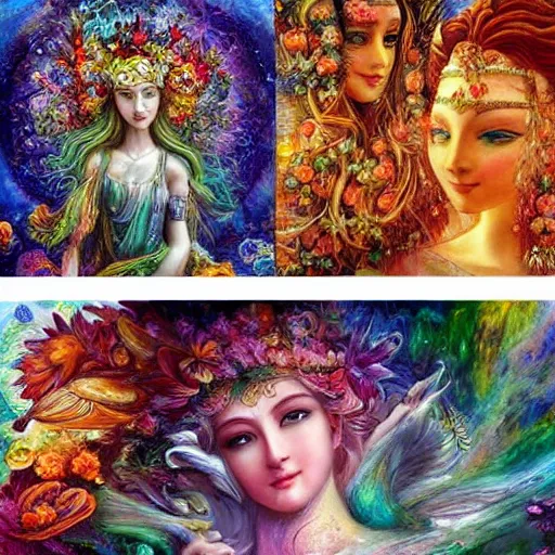 Prompt: goddess of nature checking her phone, magic realism, art by josephine wall, art by huang guangjian, art by by viktoria gavrilenko, art by amanda sage ( ( ( collage ) ) ) ( ( ( album ) ) )