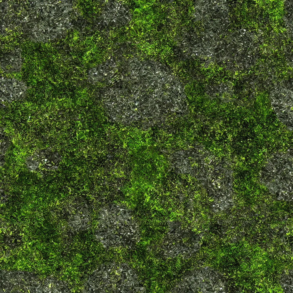 Image similar to 4K close up mossy stone texture. Seamless texture. High quality PBR material.