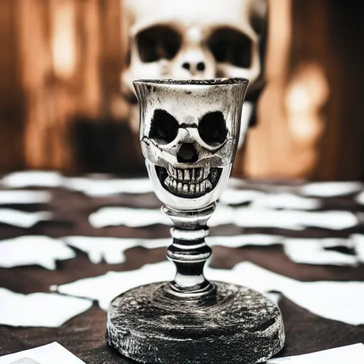 Image similar to a photograph of a skull goblet, DSLR photography