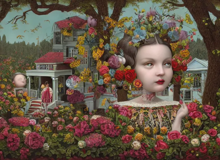 Prompt: folk art, lowbrow, matte painting, 3 - d highly detailed, in the style of mark ryden,