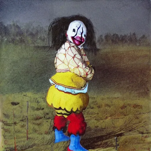 Prompt: a clown in the style of andrew wyeth