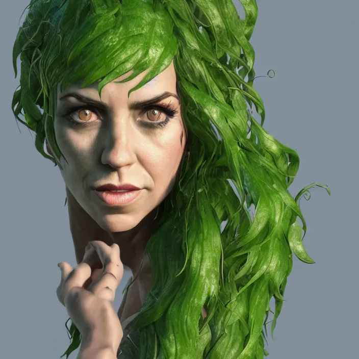 Image similar to portrait of Melanie C as a Poison Ivy. intricate artwork. by wlop, octane render, trending on artstation, very coherent symmetrical artwork. cinematic, hyper realism, high detail, octane render, 8k