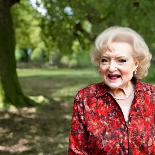 Prompt: an photo of betty white formed in the bark of an oak tree