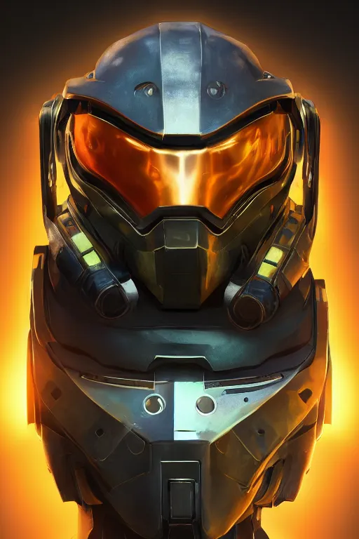 Image similar to robot ninja mask helmet halo master chief radiating a glowing aura global illumination ray tracing hdr fanart arstation by ian pesty and katarzyna da „ bek - chmiel