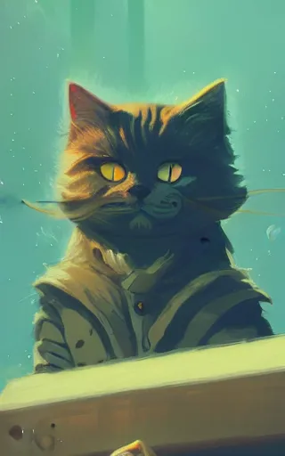 Image similar to cute cat, by victo ngai and andreas rocha and greg rutkowski, trending on artstation, unreal engine, 8 k hd wallpaperjpeg artifact, blur, artfact