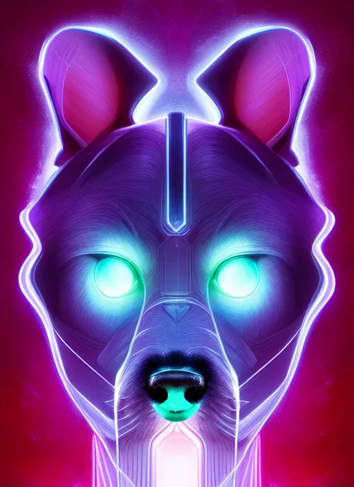 Image similar to symmetry!! product render poster vivid colors divine proportion dog, scifi, glowing fog intricate, elegant, highly detailed, digital painting, artstation, concept art, smooth, sharp focus, illustration, art by artgerm