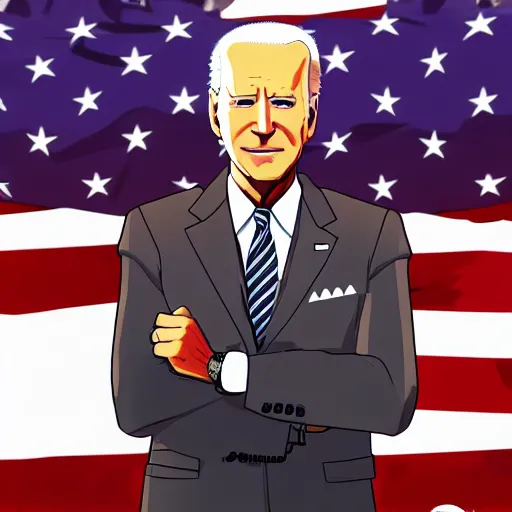 Prompt: Joe Biden as an epic anime warrior, 4k