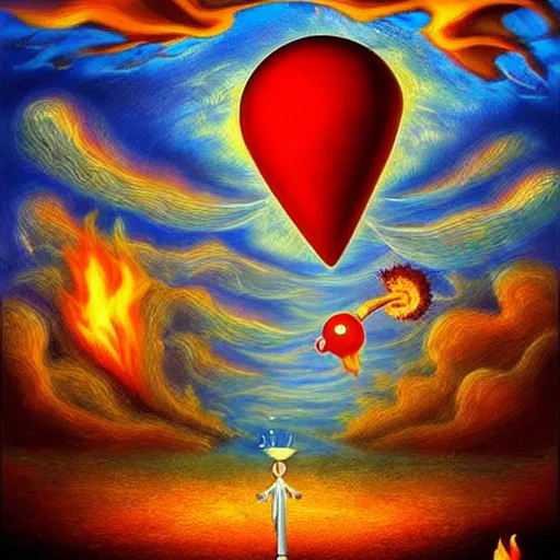 Image similar to ❤🔥🍄🌪, trending on art station, in the sky, highly realistic surrealist art