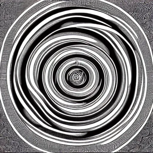 Image similar to a whirlpool of eels by mc escher, black and white, highly detailed, symmetric