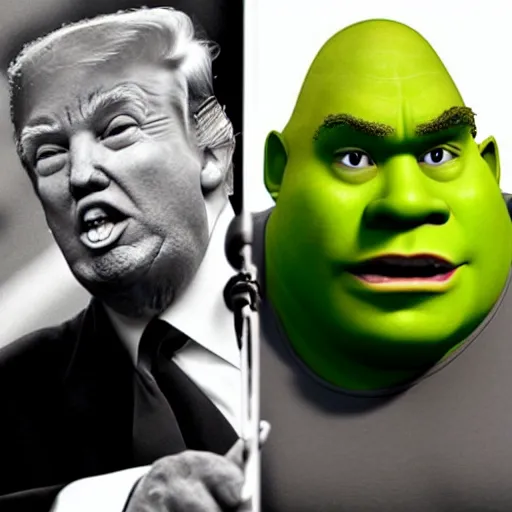 Prompt: trump with a shrek face