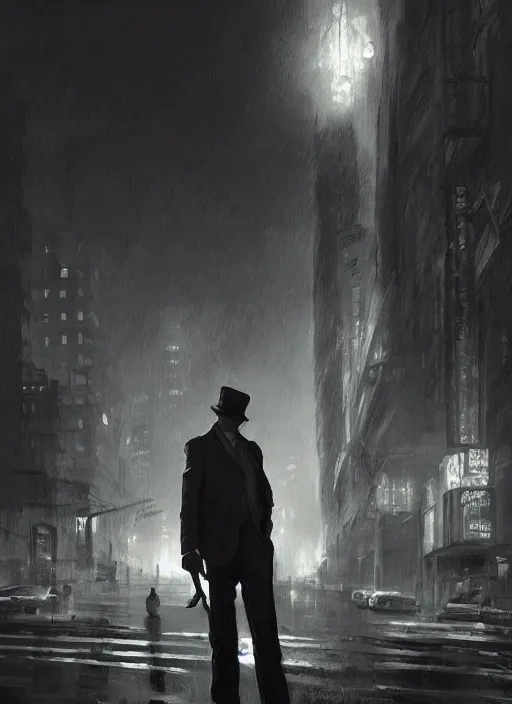 Image similar to portrait, noir detective, dramatic lighting, cinematic, establishing shot, extremly high detail, foto realistic, cinematic lighting, post processed, concept art, artstation, matte painting, style by eddie mendoza, raphael lacoste, alex ross