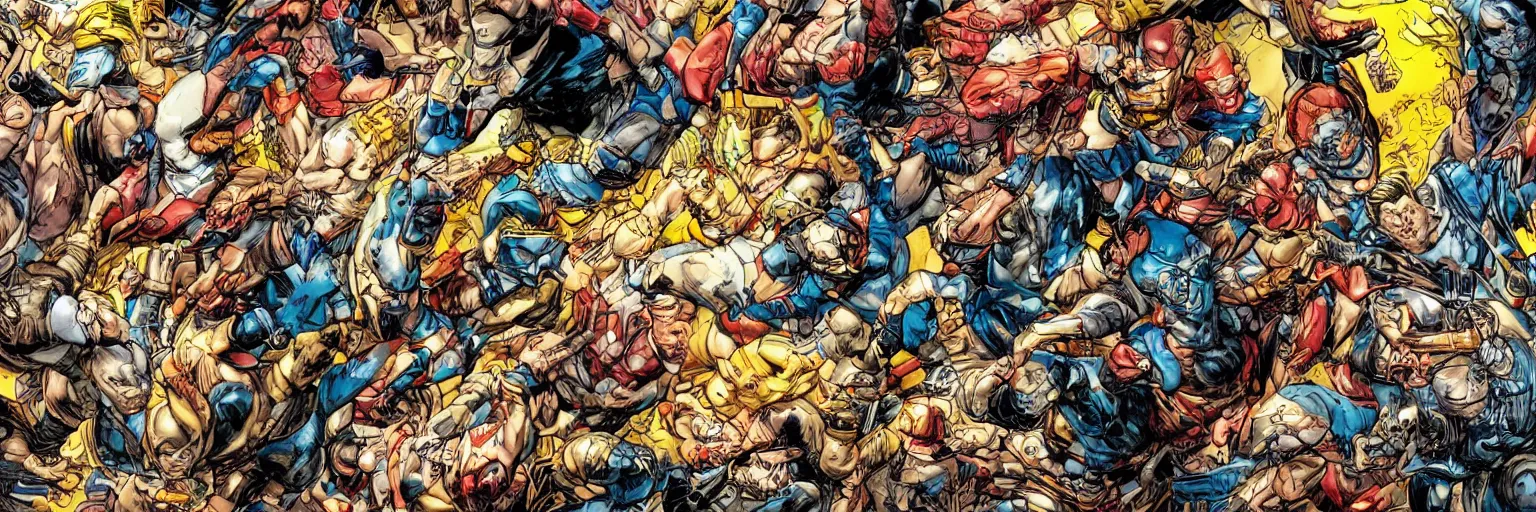 Prompt: abstract comic book art of people, modern art, Jim Lee, Ivan Reis, Gary Frank