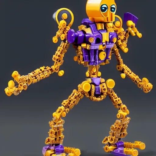 Image similar to waluigi as a bionicle figure