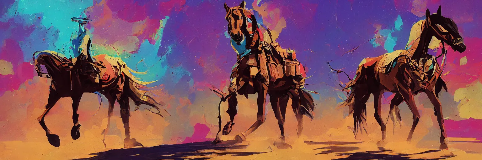 Image similar to a graph style gauche impasto, the horse is not mine, steampunk, art by james gilleard, cgsociety, vintage, city scape, retrofuturism, retrowave, outrun, hyper realistic.