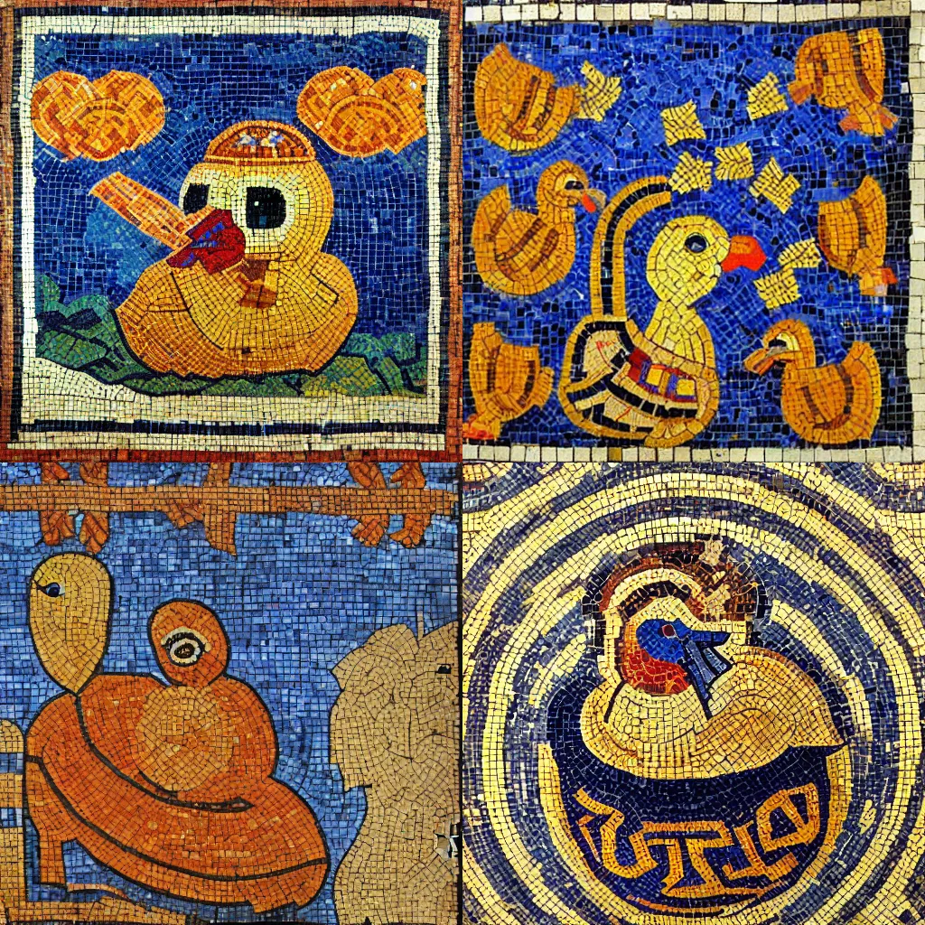 Prompt: A byzantine mosaic of a Rubber Ducky