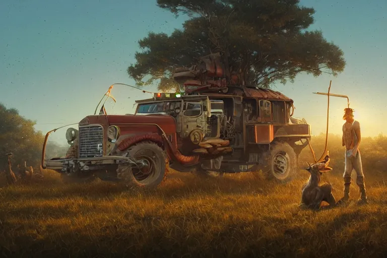 Image similar to detailed intricate digital illustration by greg rutkowski and artgerm and wlop and sanford robinson gifford ; redneck hillbilly hick at a cheeseburger restaurant ; 1 3 mm film, arri alfa anamorphic lens ; sharp focus ; golden hour, trending on artstation 8 k