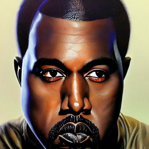 Prompt: ultra realistic portrait painting of kanye west as a retro - futuristic astronaut, art by frank frazetta, 4 k, ultra realistic, highly detailed, epic lighting