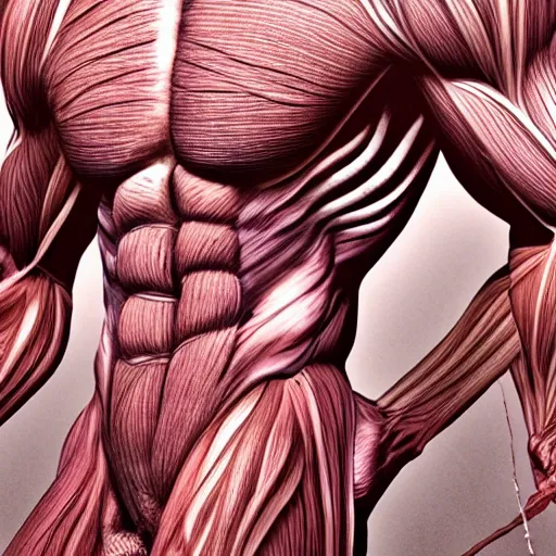 Image similar to detailed realistic illustration of damaged muscle fibres